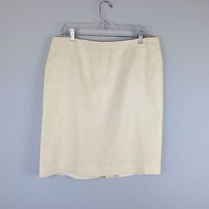 Alberto Makali Cream Linen Skirt w/ Sparkle,  Size 12